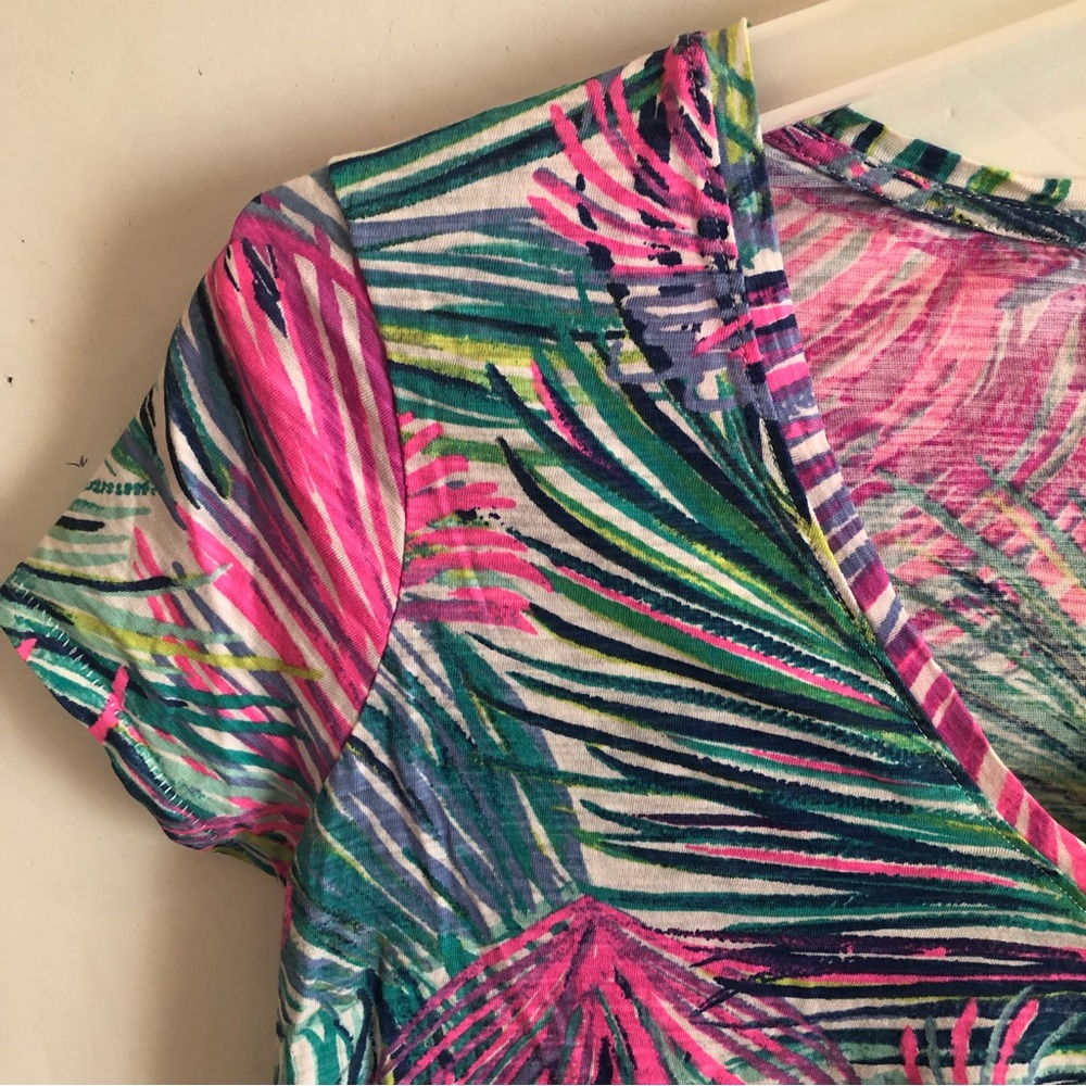 LILLY PULITZER Fern Print V Neck Short Sleeve T SHIRT S - Picture 5 of 8